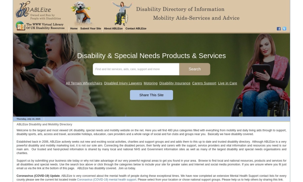 Ableize Disability Directory Screenshot