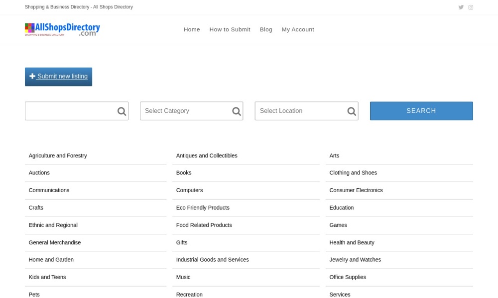 All Shops Directory Screenshot