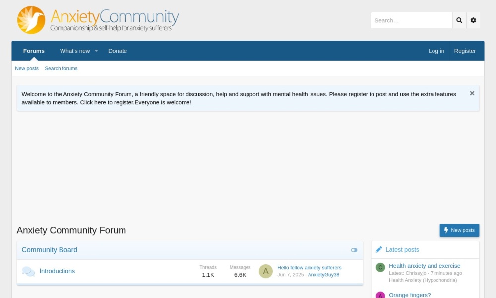 Anxiety Forum Screenshot