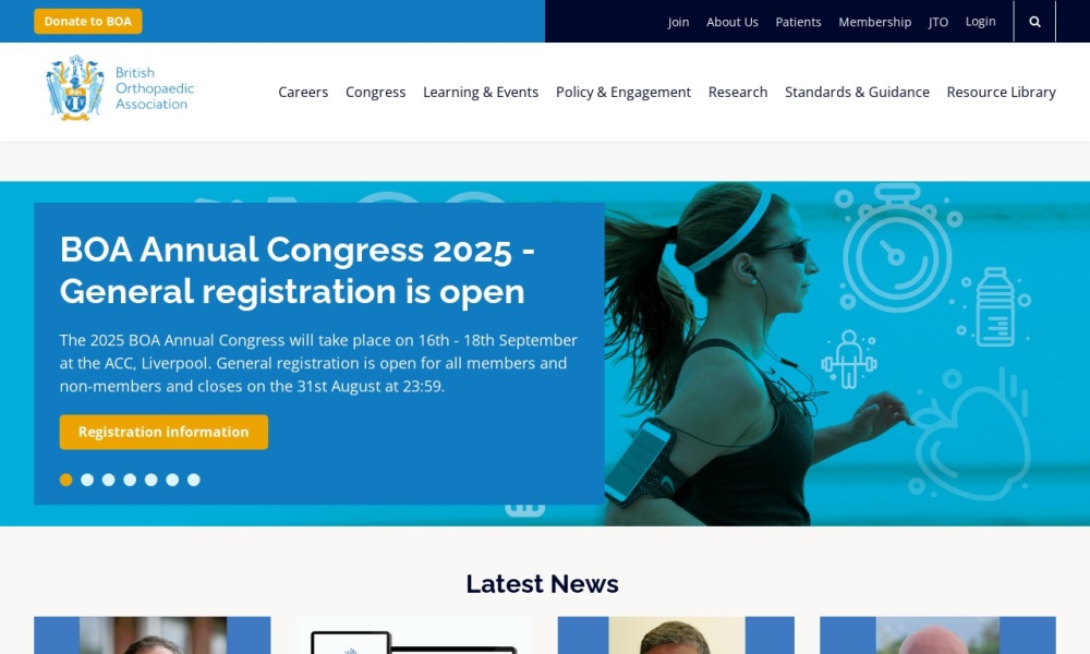 British Orthopaedic Association Screenshot
