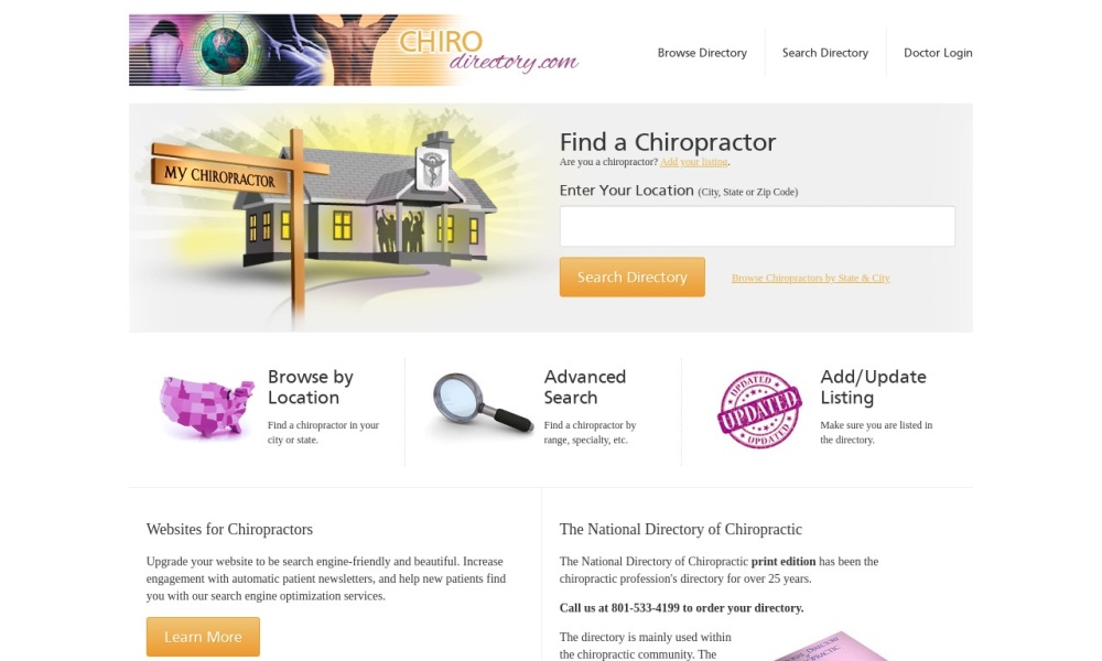 Chiropractic Directory of Licensed Chiropractors Screenshot