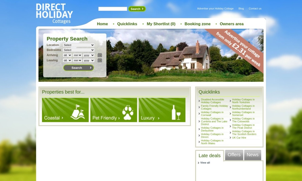 Direct Holiday Cottages Screenshot