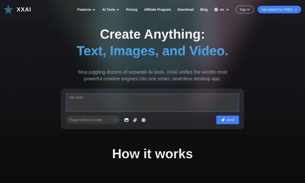 XXAI – 15 Top AI Models All In One Free AI software Screenshot