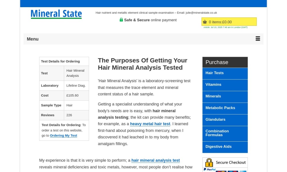 Trace Elements Lab Test Screenshot