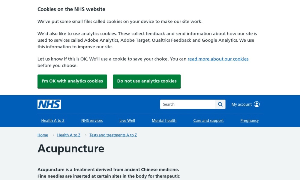 NHS Acupuncture Screenshot