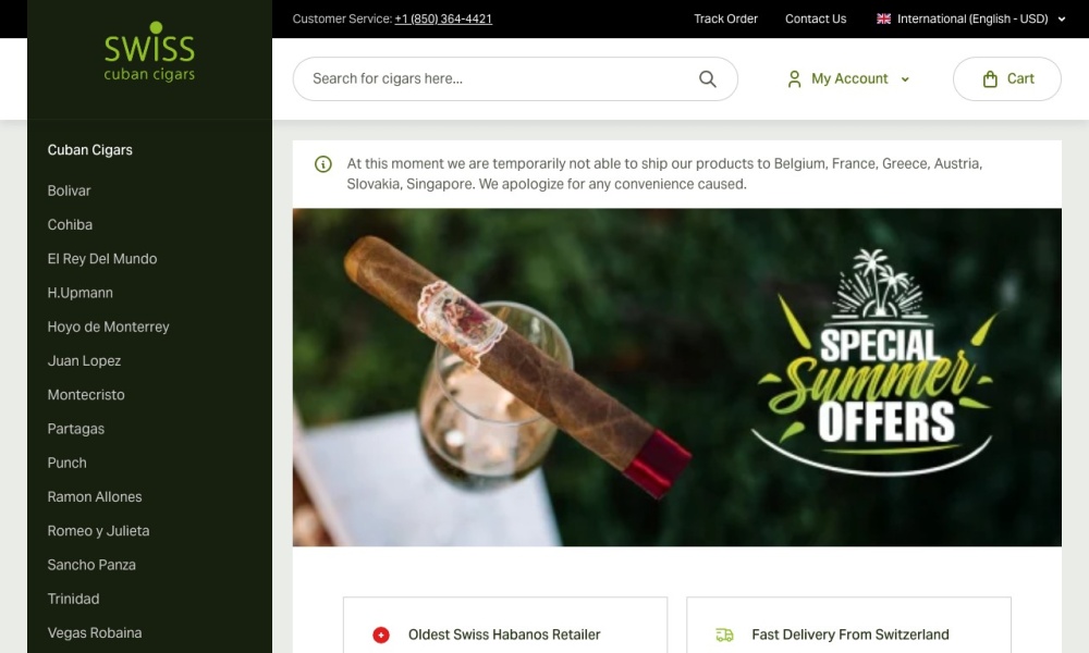 Swiss Cuban Cigars Screenshot